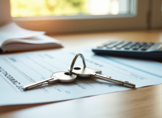 Clés d'appartement sur des documents d'assurance