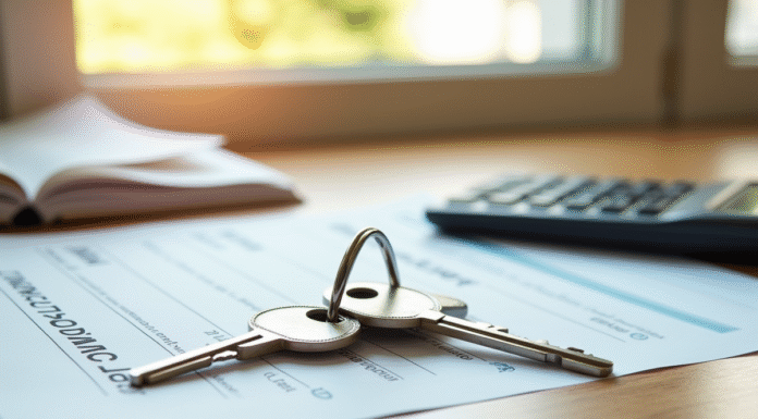 Clés d'appartement sur des documents d'assurance