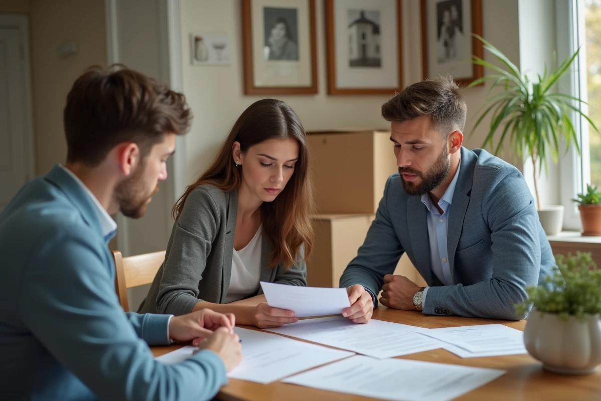 Jeune couple examinant documents immobiliers à SaintNazaire