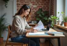 Logement étudiant : résidence secondaire ou pas ? Ce qu’il faut savoir Jeune étudiante dans son appartement en train de lire des papiers de location