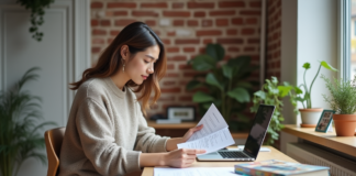 Logement étudiant : résidence secondaire ou pas ? Ce qu’il faut savoir Jeune étudiante dans son appartement en train de lire des papiers de location