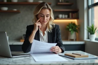 Femme d affaires en réunion immobiliere dans un appartement moderne