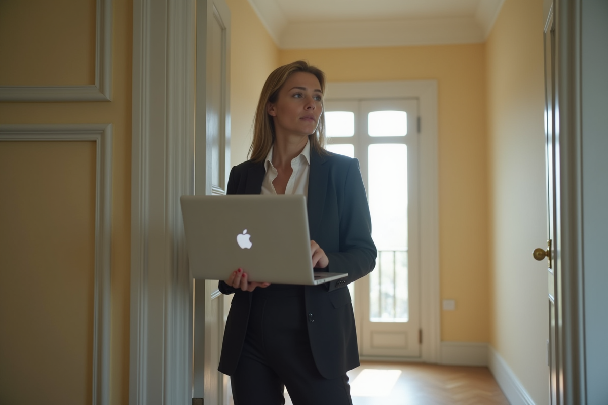 Femme vérifiant les détails d