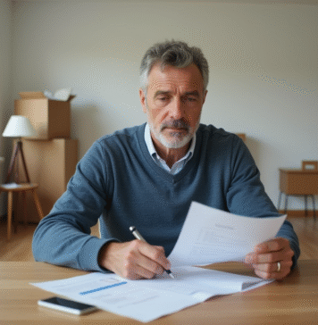 Déclarer une maison vide aux impôts : étapes et conseils pratiques Homme concentré remplissant ses papiers d'impots à la maison
