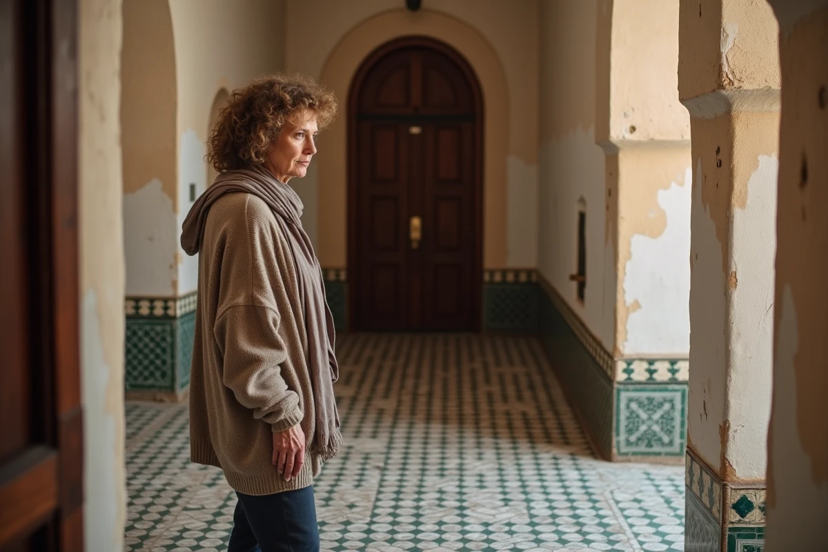 Femme inspectant un riad traditionnel à Essaouira