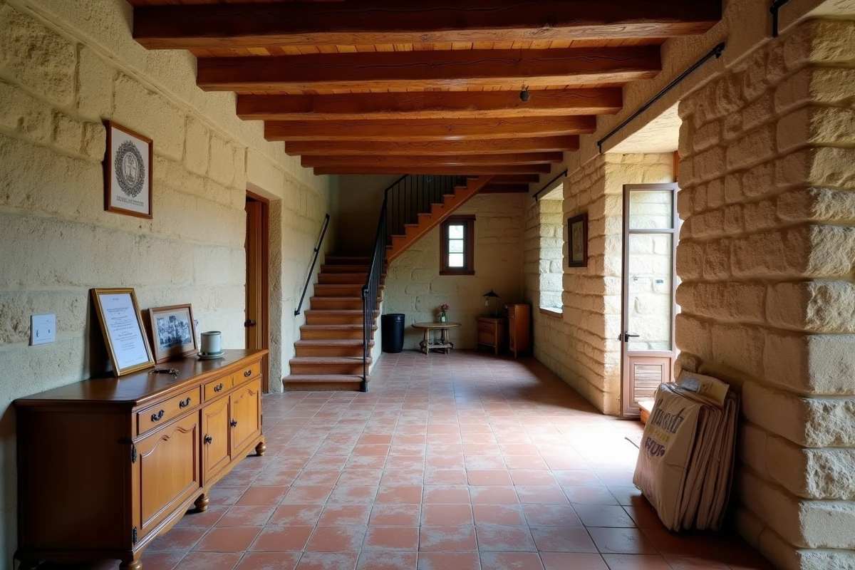 Intérieur authentique d'une maison en pierre en Lozère en cours de mise en vente lors d'un divorce